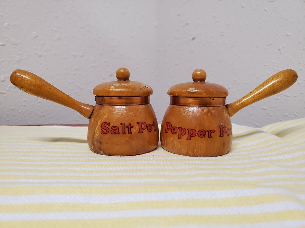 Vintage Wooden Salt & Pepper Pots Circa 1960's